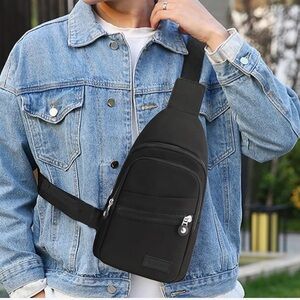 Nylon Travel Backpack Crossbody Shoulder Bag Men or Women Black New Without Tags